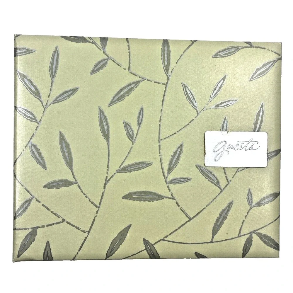 Hallmark Guest Book Funeral Book Party Book Light Green with Leaves